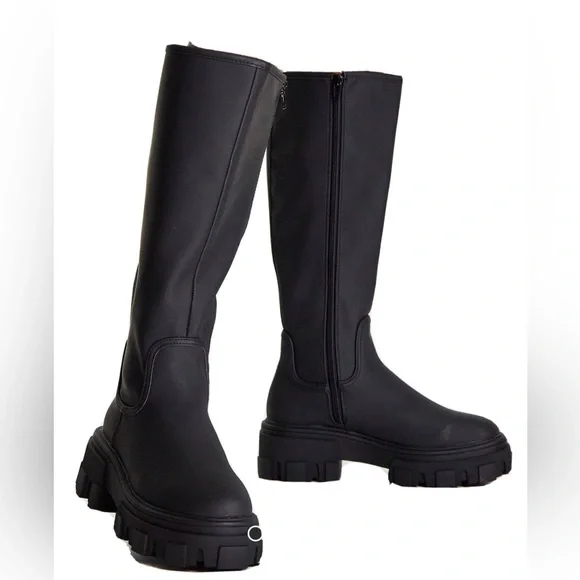 ASOS | Shoes | Asos Carla Chunky Flat Boots In Black | Poshmark display picture 1